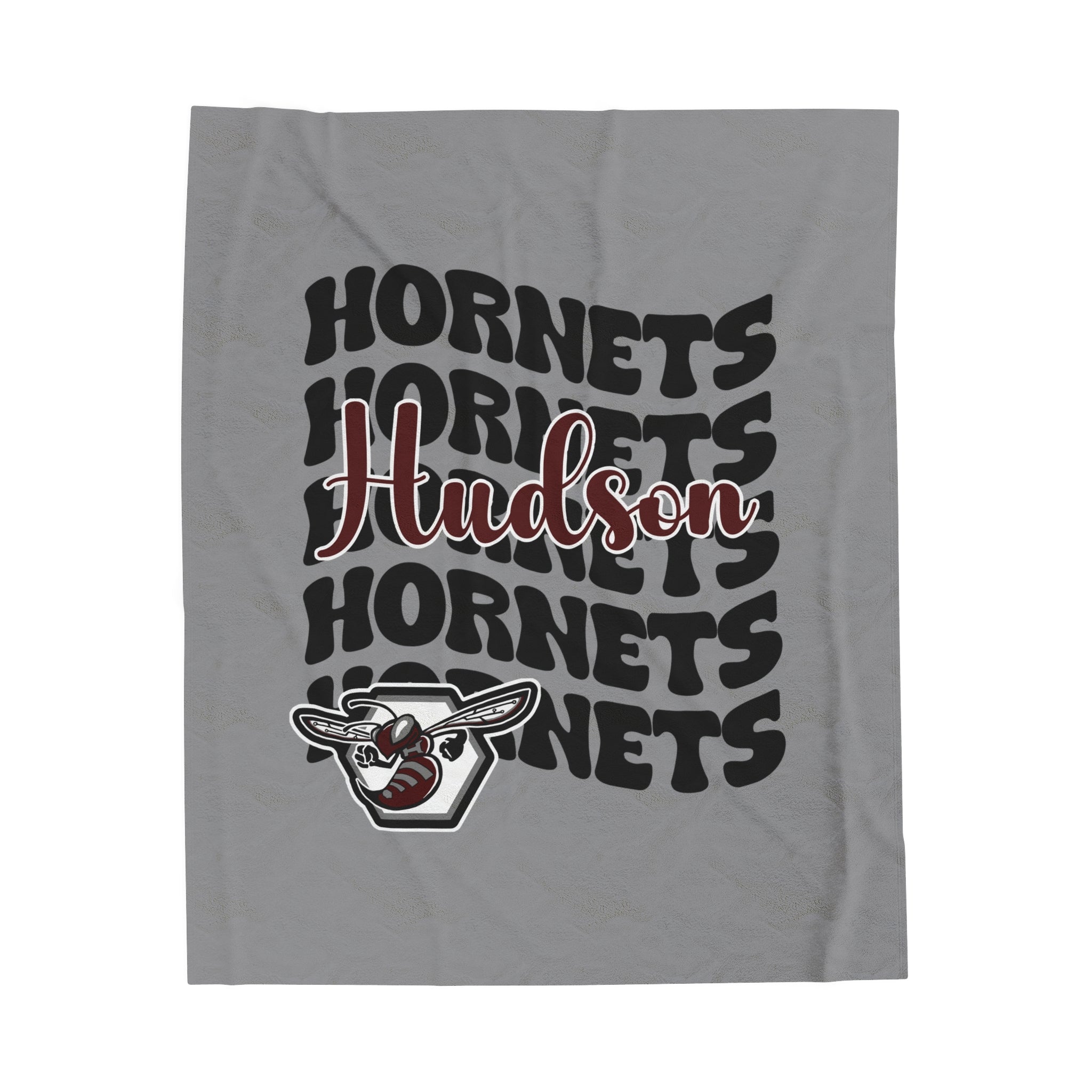 Gray School Spirit Blanket | HUDSON HORNETS | STACKED GRAY LEOPARD