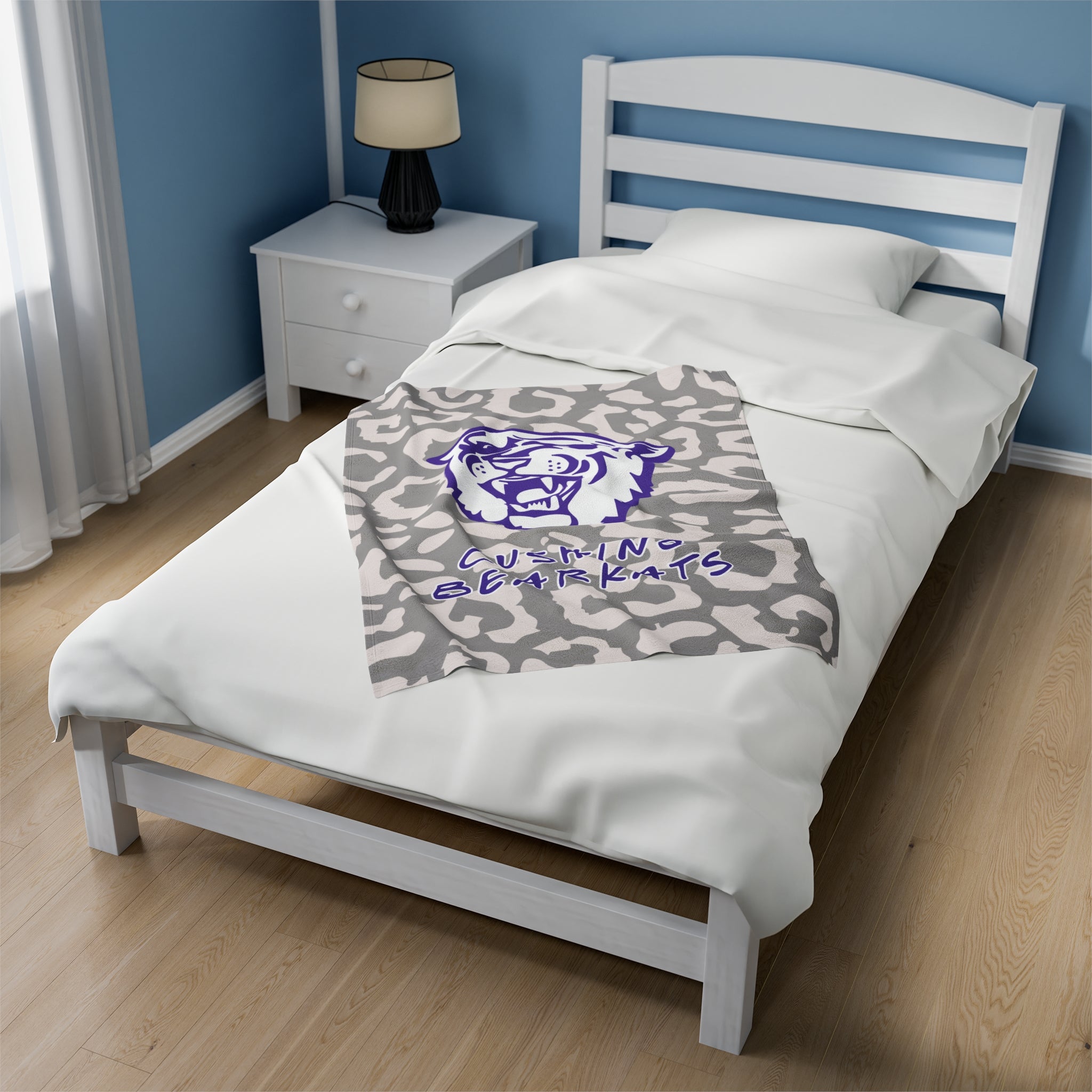 SCHOOL SPIRIT BLANKET | CUSHING BEARKATS | LEOPARD MASCOT