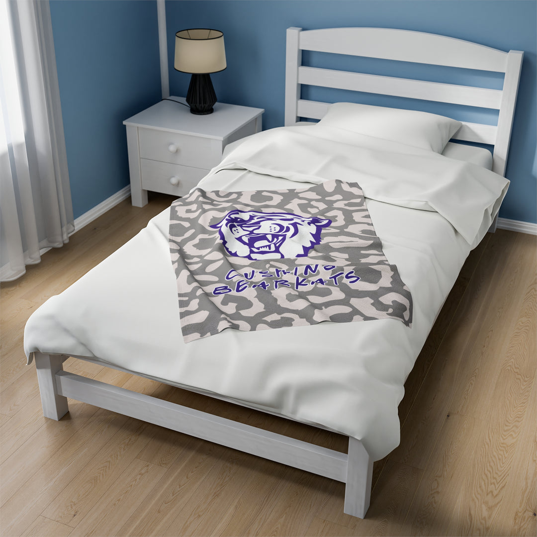 SCHOOL SPIRIT BLANKET | CUSHING BEARKATS | LEOPARD MASCOT