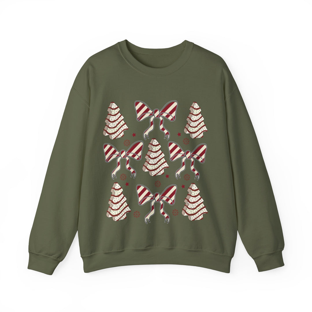 Gildan Cozy Christmas Crewneck Sweatshirt with Festive Trees & Bows
