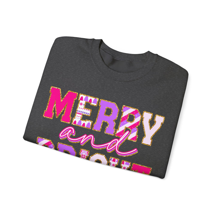 Merry and Bright Gildan Unisex Crewneck Sweatshirt - Festive Holiday Style