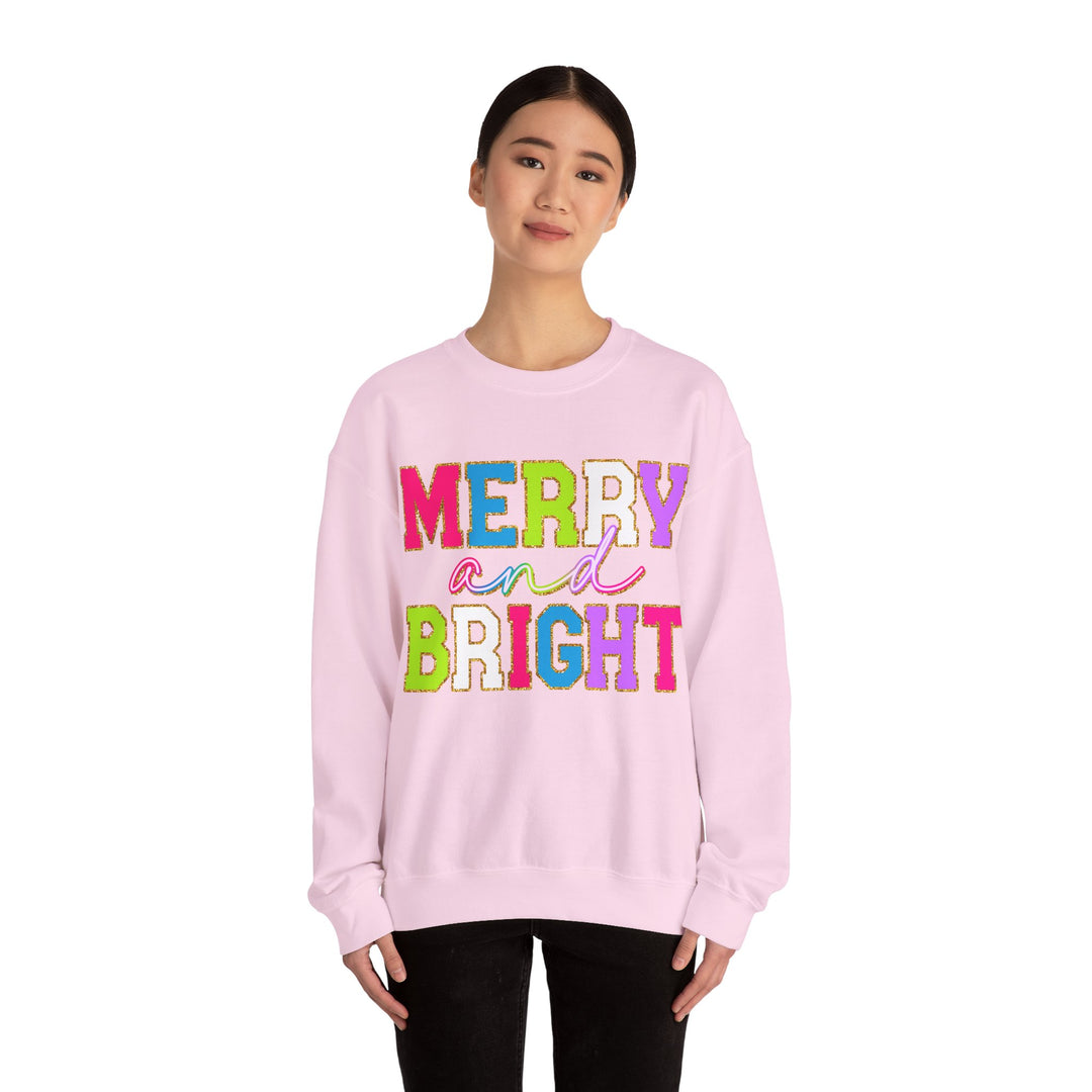 Merry and Bright Gildan Crewneck Sweatshirt | Festive Unisex Pullover for Holiday Celebrations