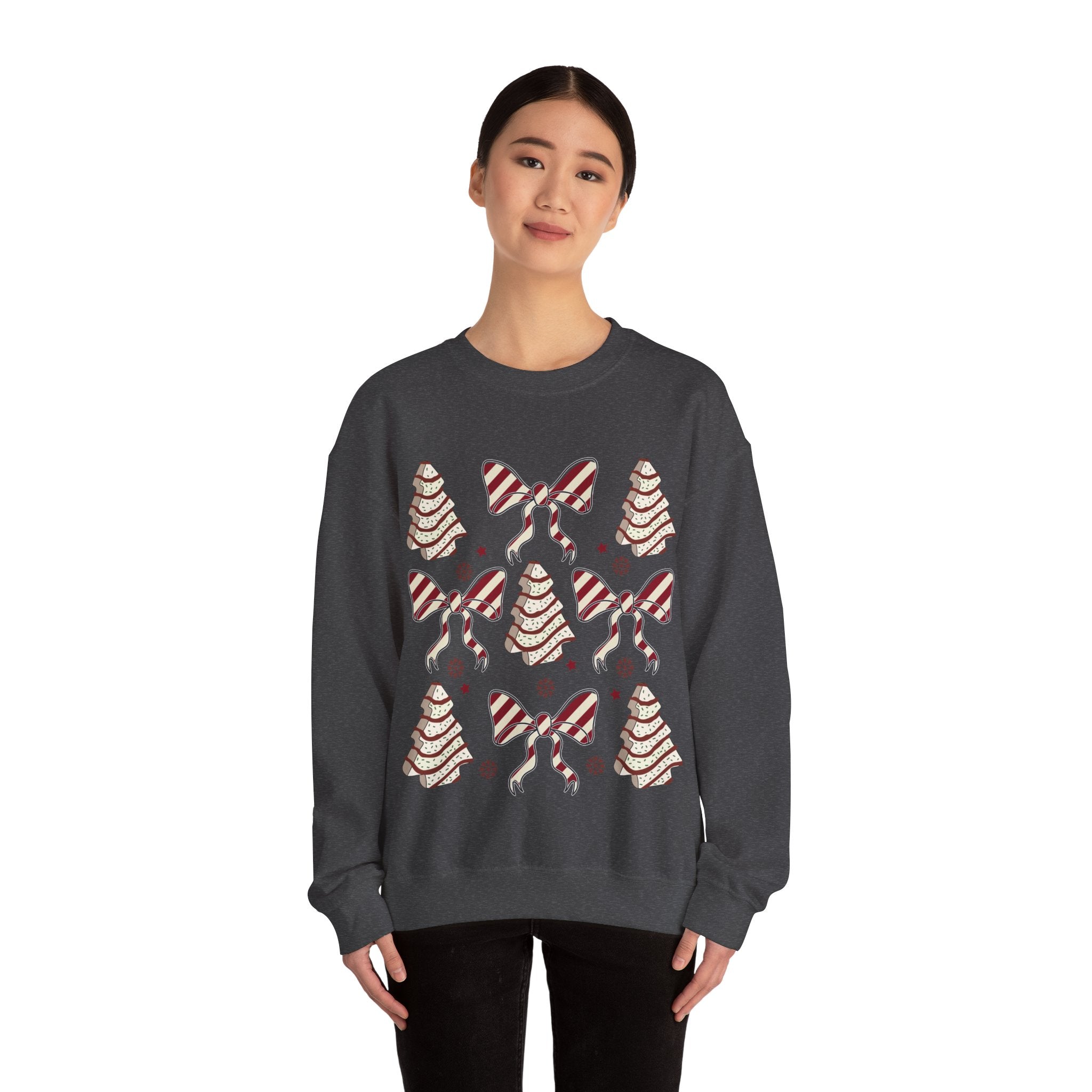 Gildan Cozy Christmas Crewneck Sweatshirt with Festive Trees & Bows