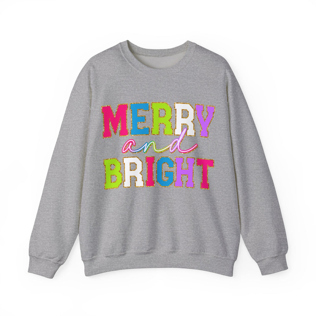 Merry and Bright Gildan Crewneck Sweatshirt | Festive Unisex Pullover for Holiday Celebrations