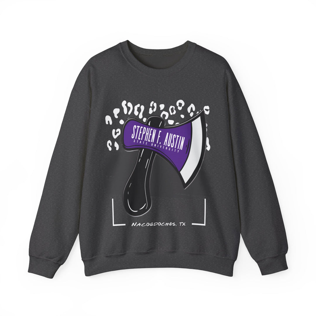 Gildan Unisex Heavy Blend™ Crewneck Collegiate Sweatshirt | SFASU  | LEOPARD Stephen. F. Austin State University
