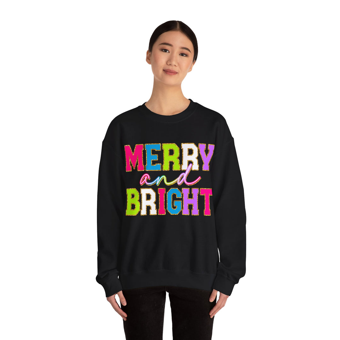 Merry and Bright Gildan Crewneck Sweatshirt | Festive Unisex Pullover for Holiday Celebrations