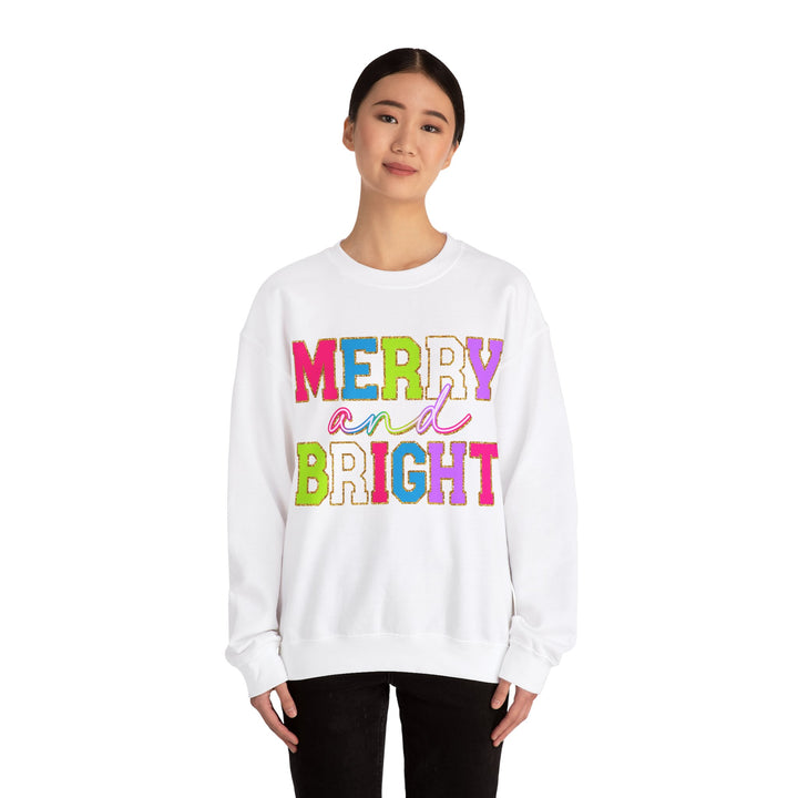 Merry and Bright Gildan Crewneck Sweatshirt | Festive Unisex Pullover for Holiday Celebrations