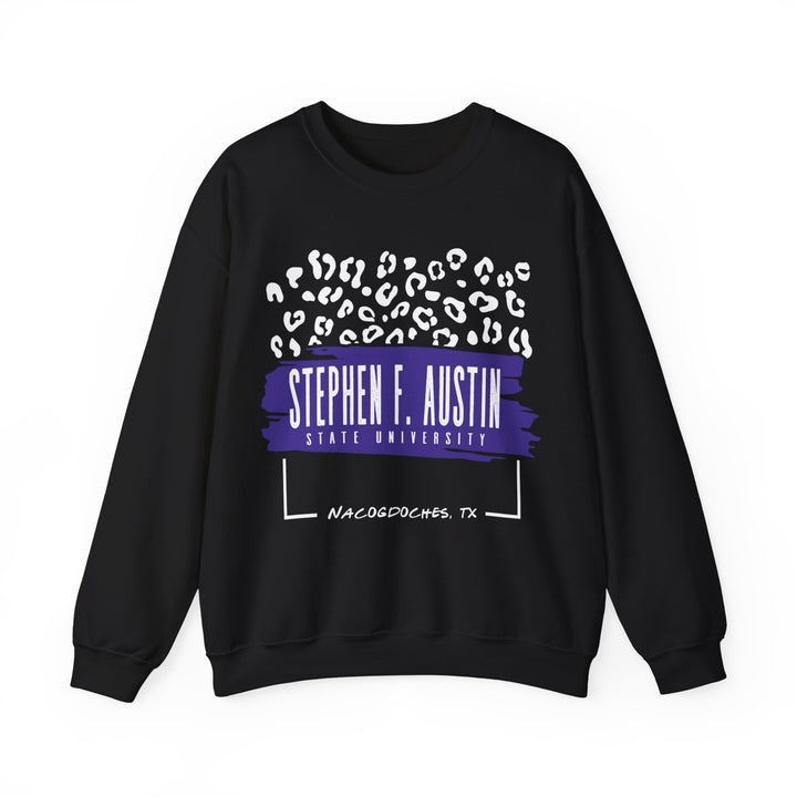 Gildan Unisex Heavy Blend™ Crewneck Collegiate Sweatshirt | SFASU  | LEOPARD Stephen. F. Austin State University