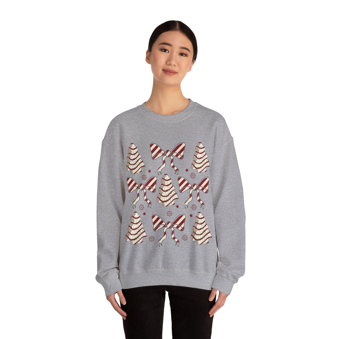 Gildan Cozy Christmas Crewneck Sweatshirt with Festive Trees & Bows