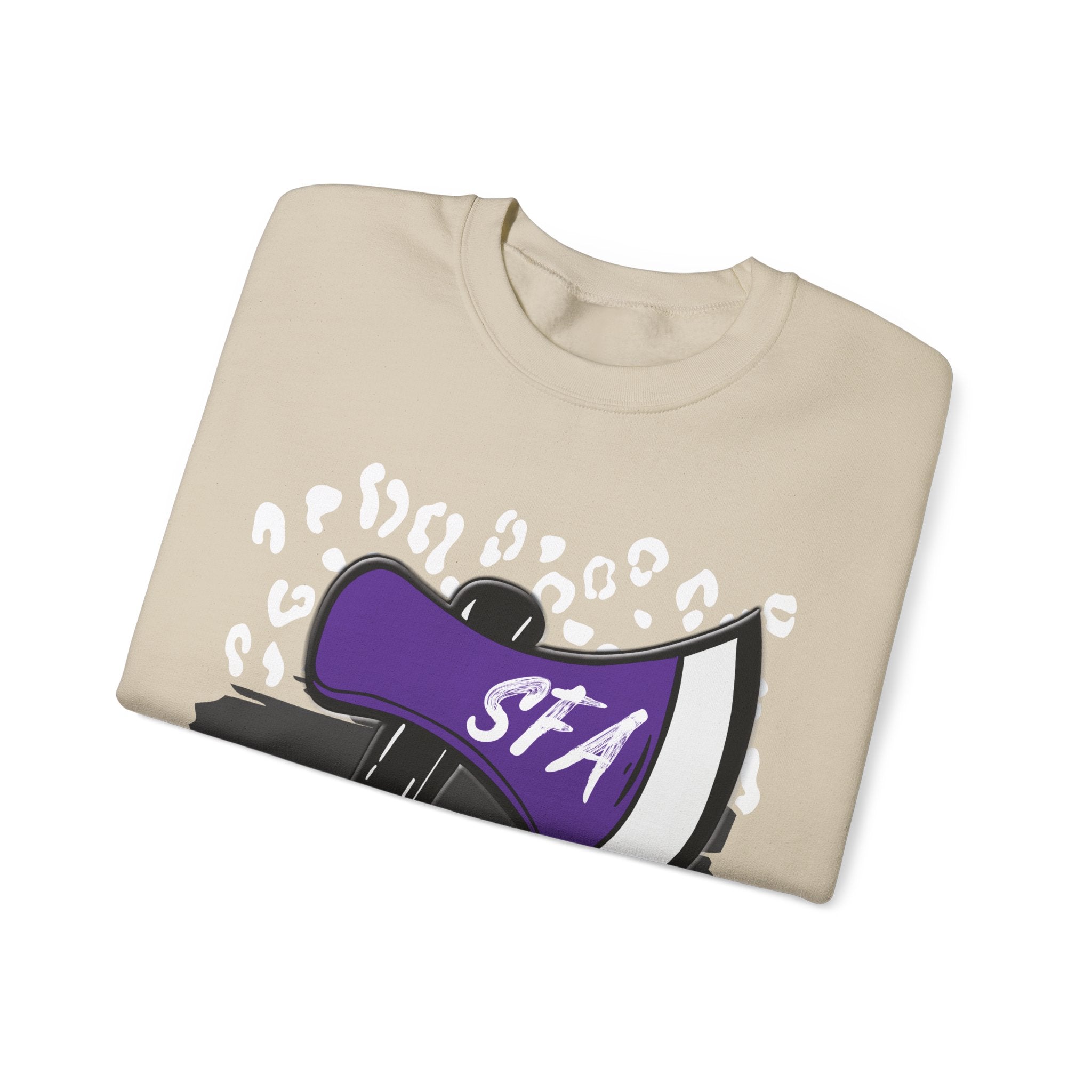 Gildan Unisex Heavy Blend™ Crewneck Collegiate Sweatshirt | SFASU  | LEOPARD AXE SFA