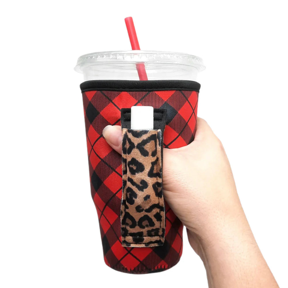Buffalo Plaid with Leopard 20oz Large Coffee / Tea / Tumbler Handler™