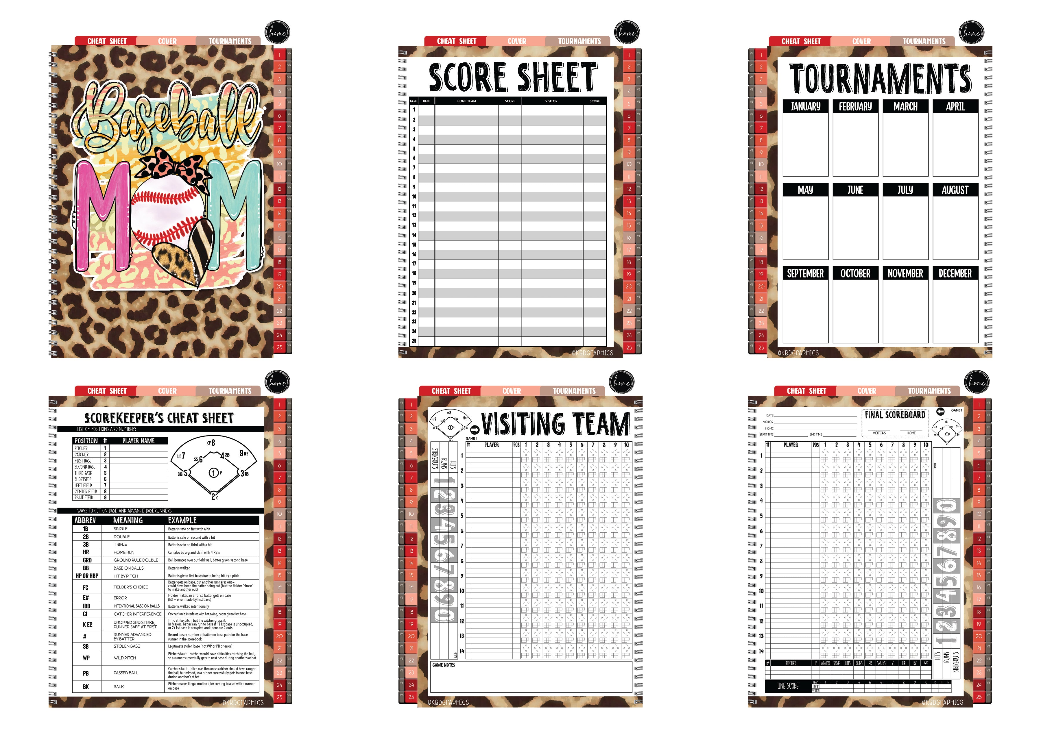 Digital Baseball Scorebook  - BASEBALL MOM PASTEL