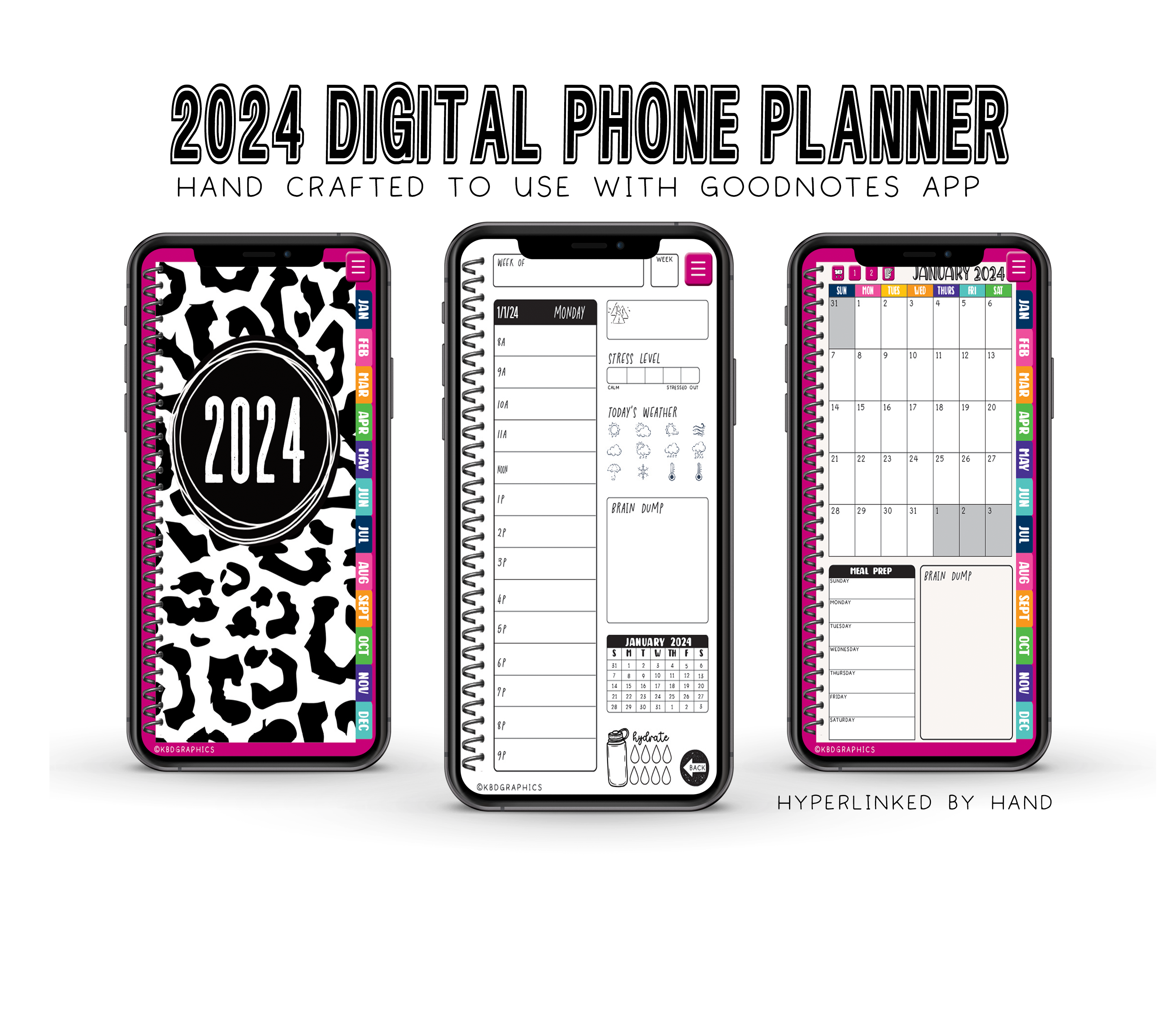 Prorated PhoneLife Digital Planner | Family Style | BW Cheetah