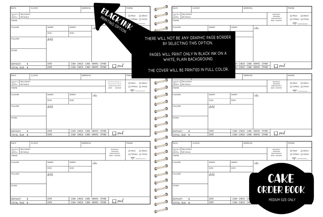 Cake Order Book - BW BUFFALO PLAID