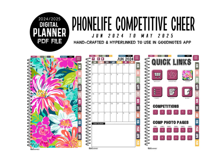 2024 2025 PhoneLife Cheer Digital Planner | SUMMER FLORAL
