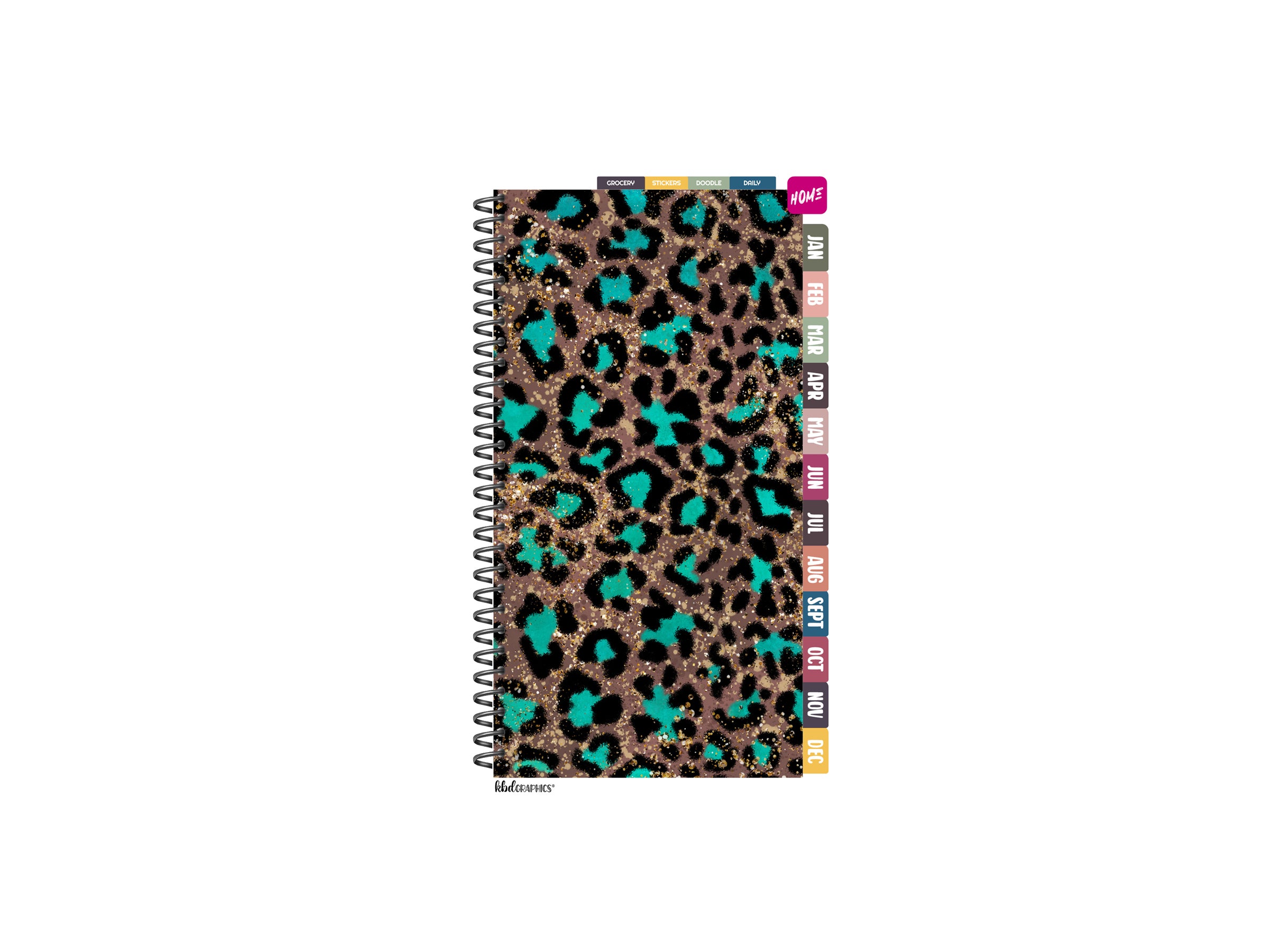 2025 PhoneLife Simple Calendar Digital Planner | JAN 2025 TO DEC 2025 | AQUA CHEETAH