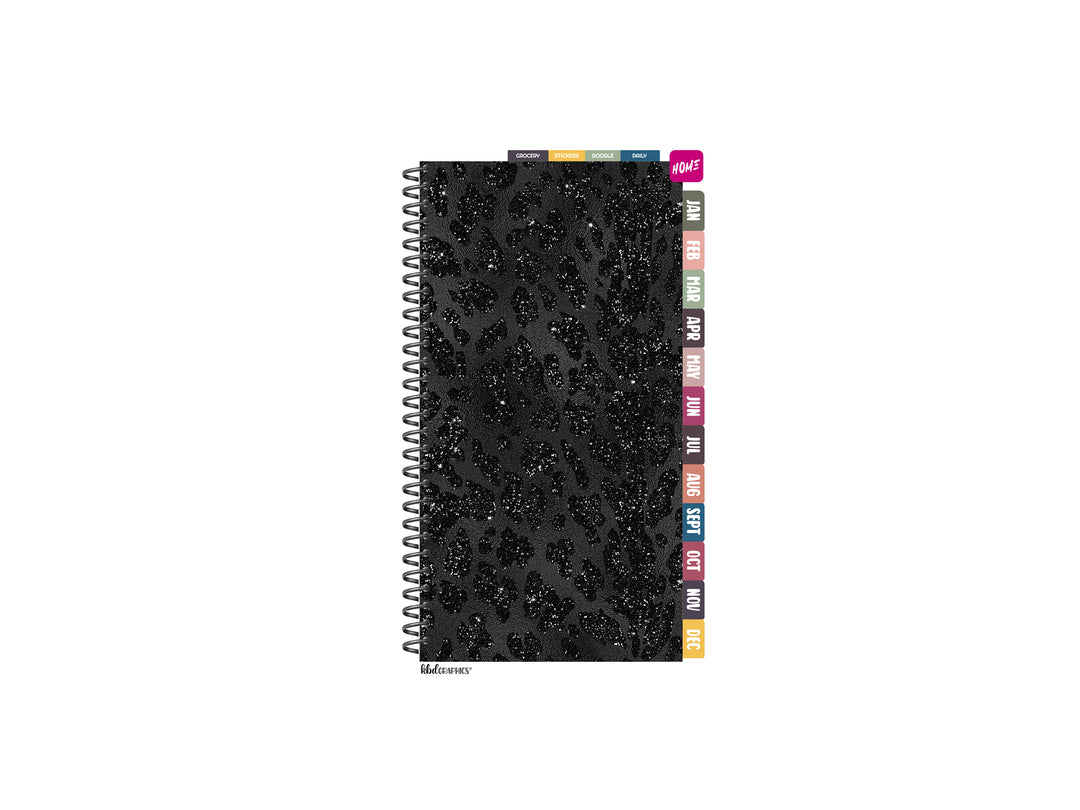2025 PhoneLife Simple Calendar Digital Planner | JAN 2025 TO DEC 2025 | BLACK GLITTER LEOPARD