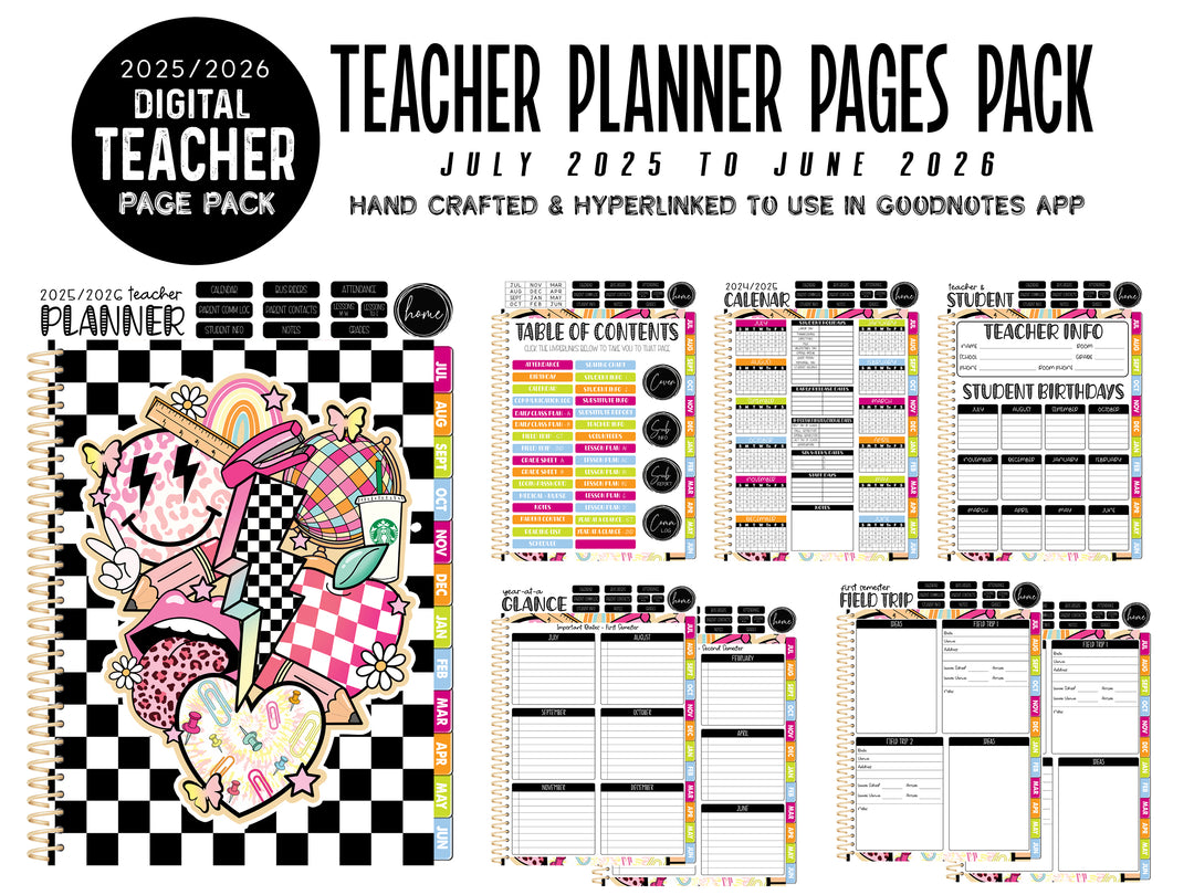2025 2026 Digital Teacher Planner Pages - AZ RETRO TEACHER