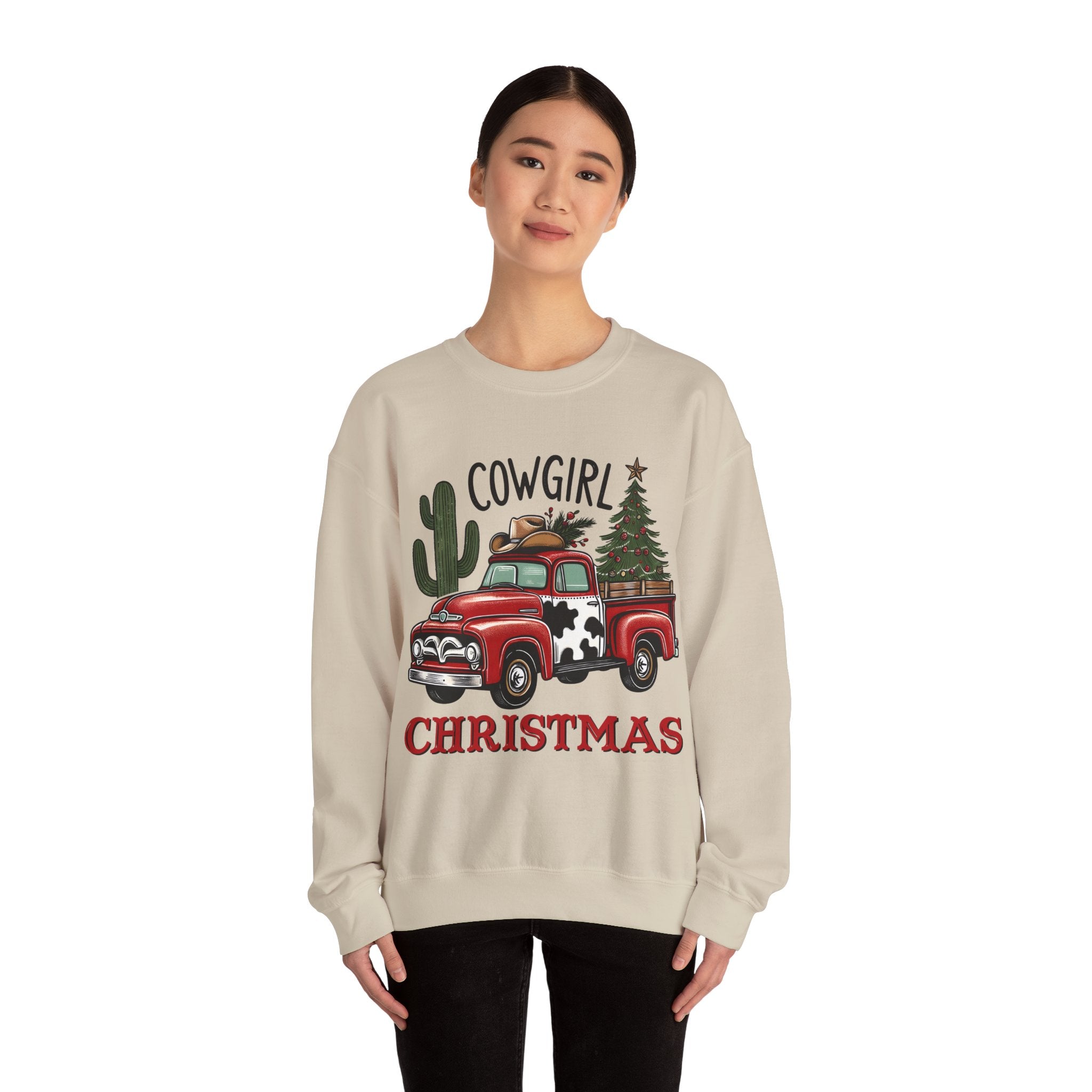 Gildan Cowgirl Christmas Sweatshirt | Unisex Heavy Blend Crewneck