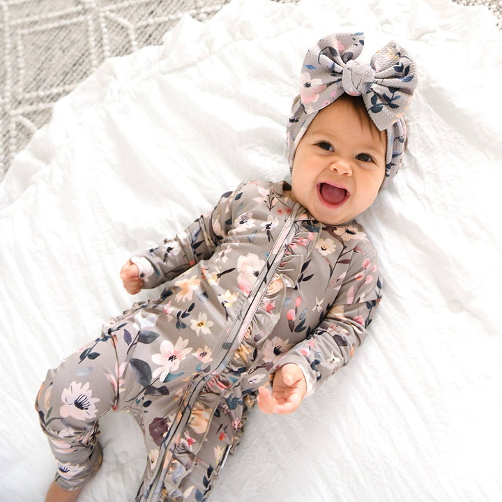 Gigi & Max Newborn Ruffle Zip Bamboo Onesie - TATUM