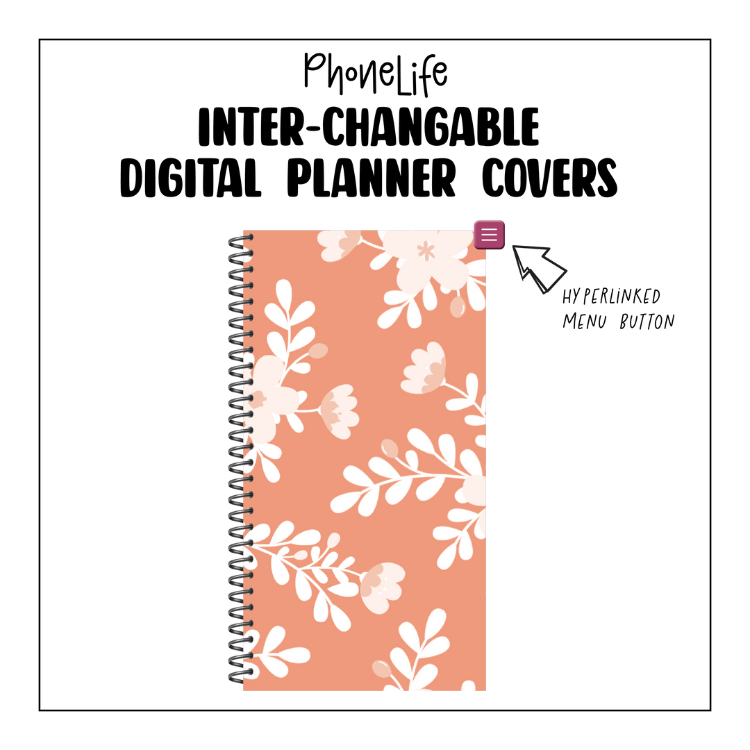 PhoneLife Interchangeable Digital Planner Cover | MIDNIGHT BOHO BLOSSOMS 2