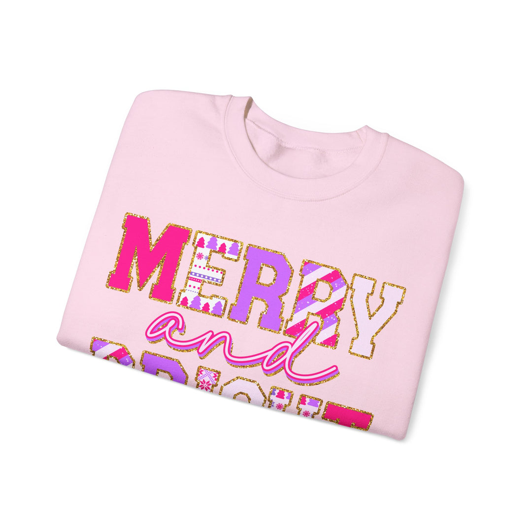 Merry and Bright Gildan Unisex Crewneck Sweatshirt - Festive Holiday Style