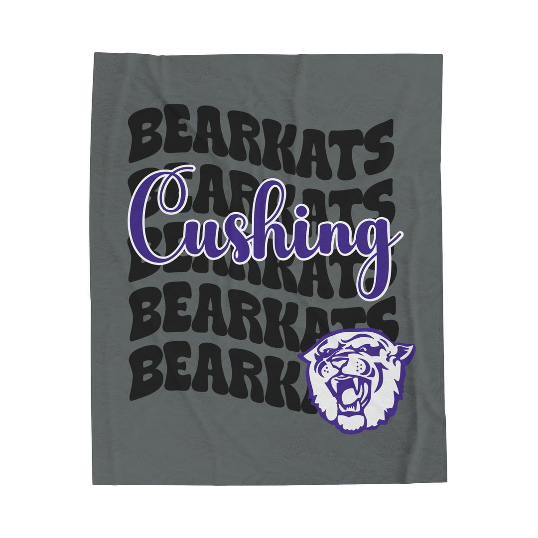 SCHOOL SPIRIT BLANKET | CUSHING BEARKATS | DARK GRAY - BLACK STACKED