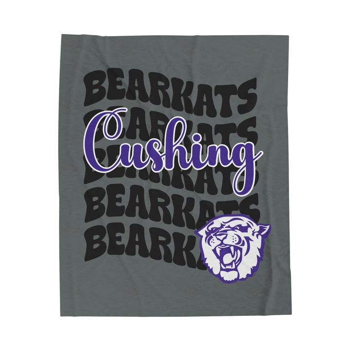 SCHOOL SPIRIT BLANKET | CUSHING BEARKATS | DARK GRAY - BLACK STACKED