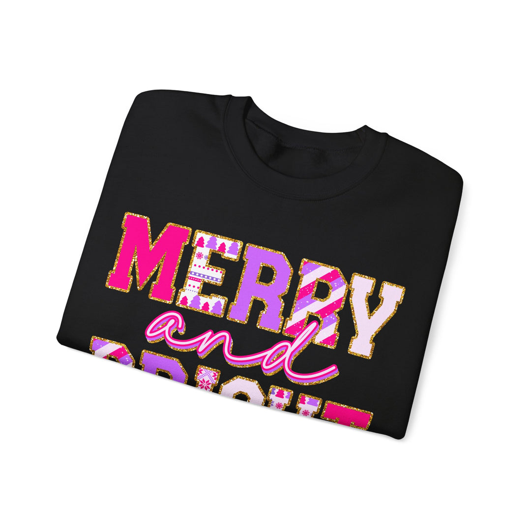 Merry and Bright Gildan Unisex Crewneck Sweatshirt - Festive Holiday Style