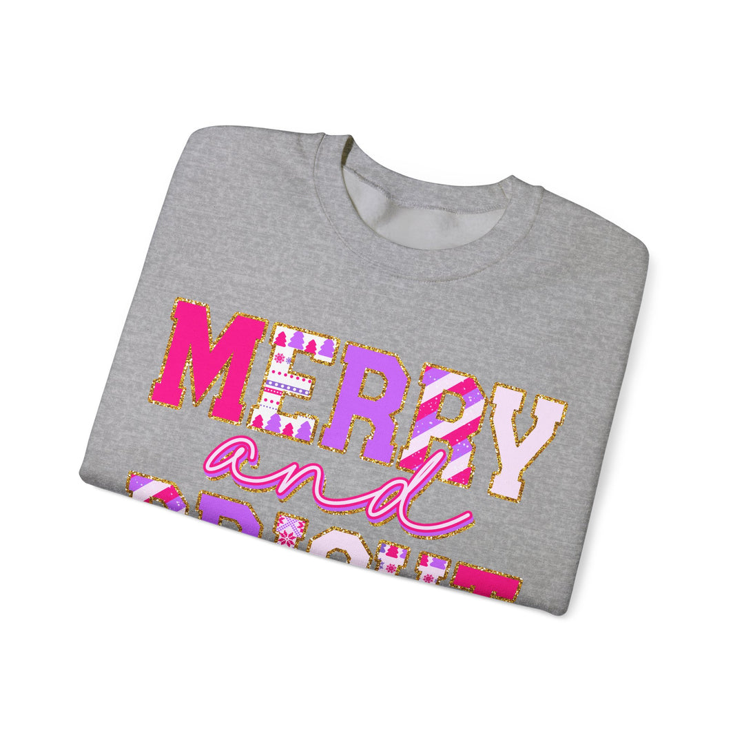 Merry and Bright Gildan Unisex Crewneck Sweatshirt - Festive Holiday Style