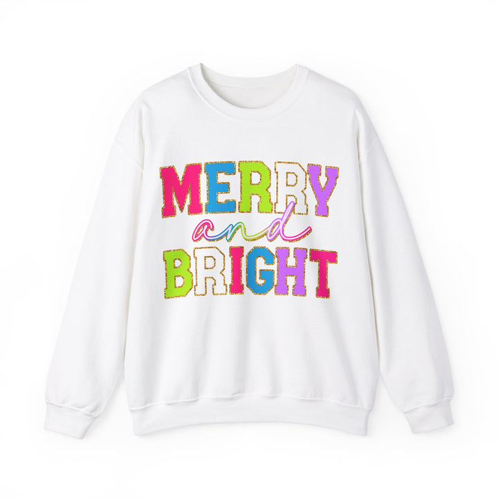 Merry and Bright Gildan Crewneck Sweatshirt | Festive Unisex Pullover for Holiday Celebrations
