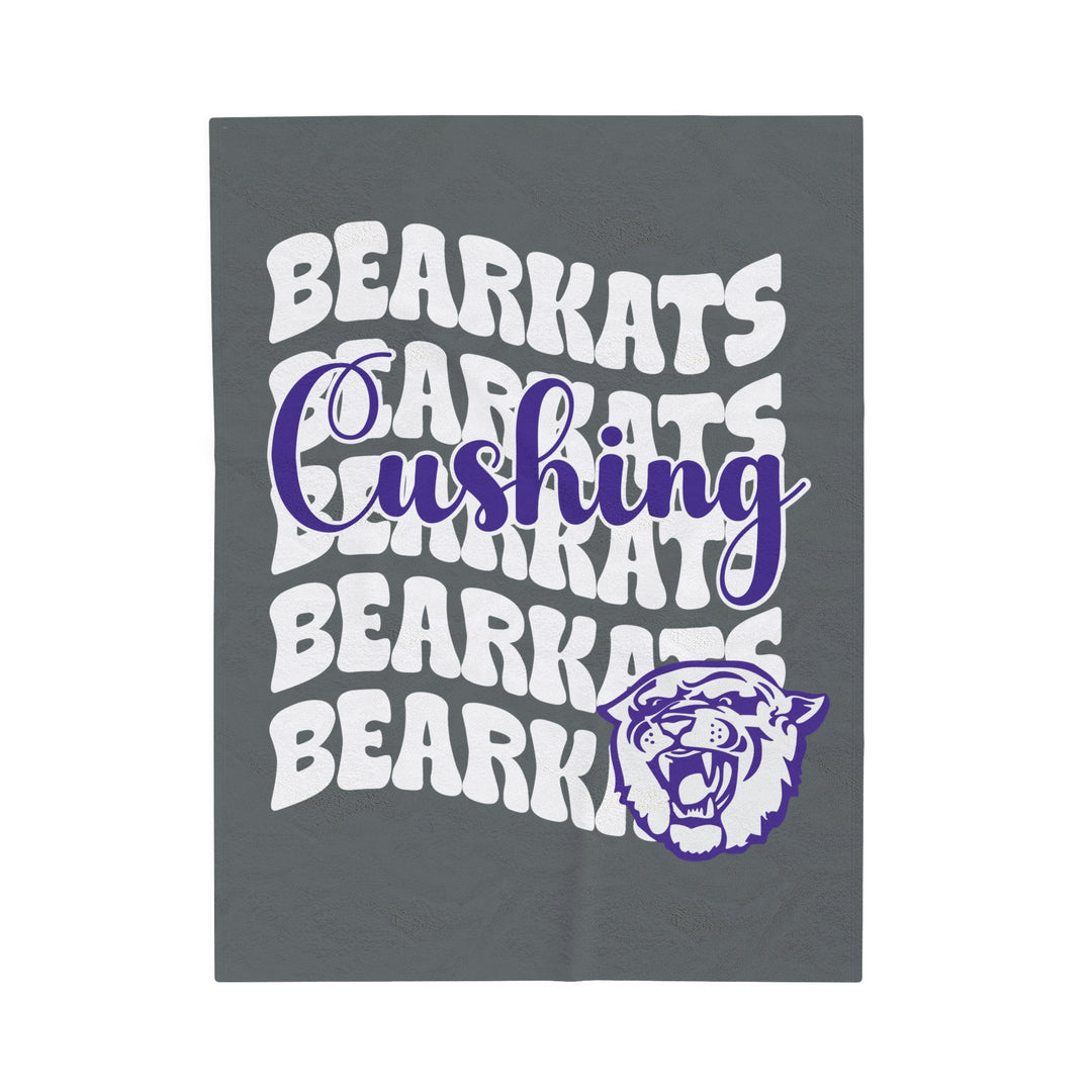 SCHOOL SPIRIT BLANKET | CUSHING BEARKATS | DARK GRAY - WHITE STACKED LOGO