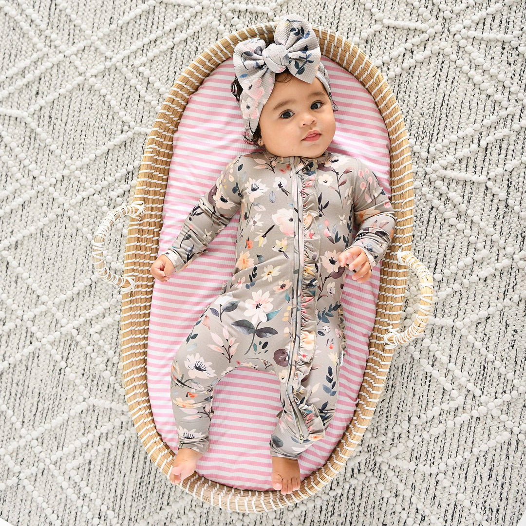 Gigi & Max Newborn Ruffle Zip Bamboo Onesie - TATUM