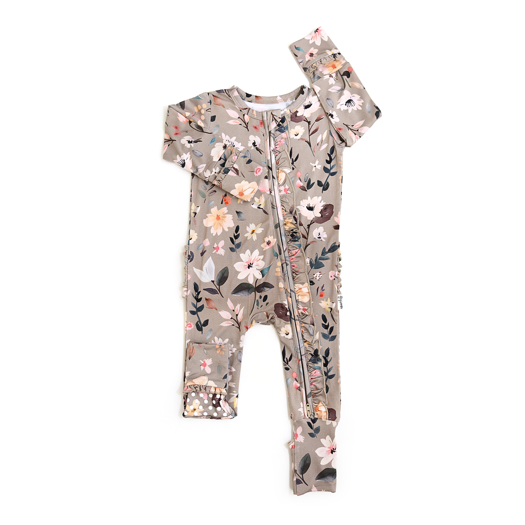 Gigi & Max Newborn Ruffle Zip Bamboo Onesie - TATUM