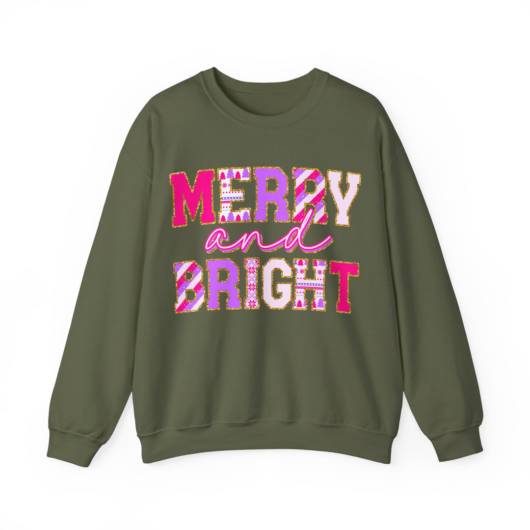 Merry and Bright Gildan Unisex Crewneck Sweatshirt - Festive Holiday Style