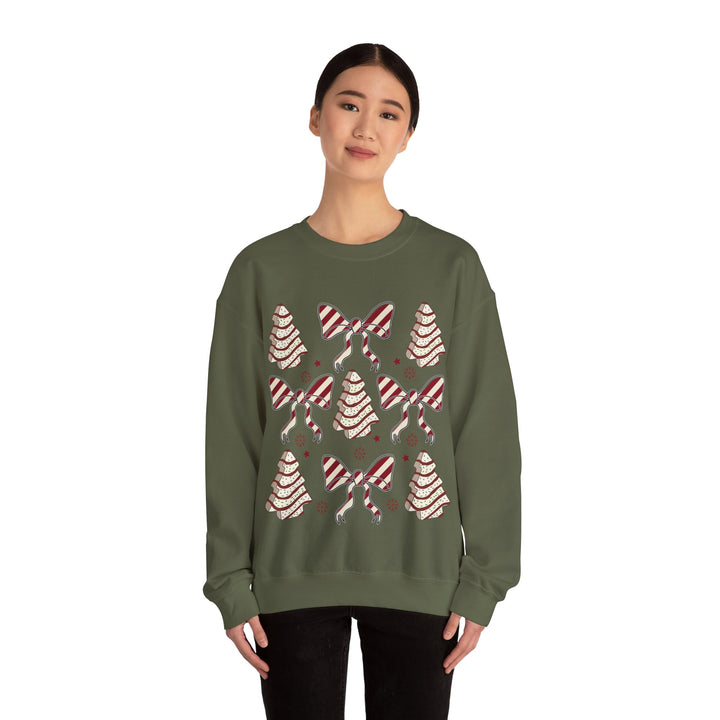 Gildan Cozy Christmas Crewneck Sweatshirt with Festive Trees & Bows
