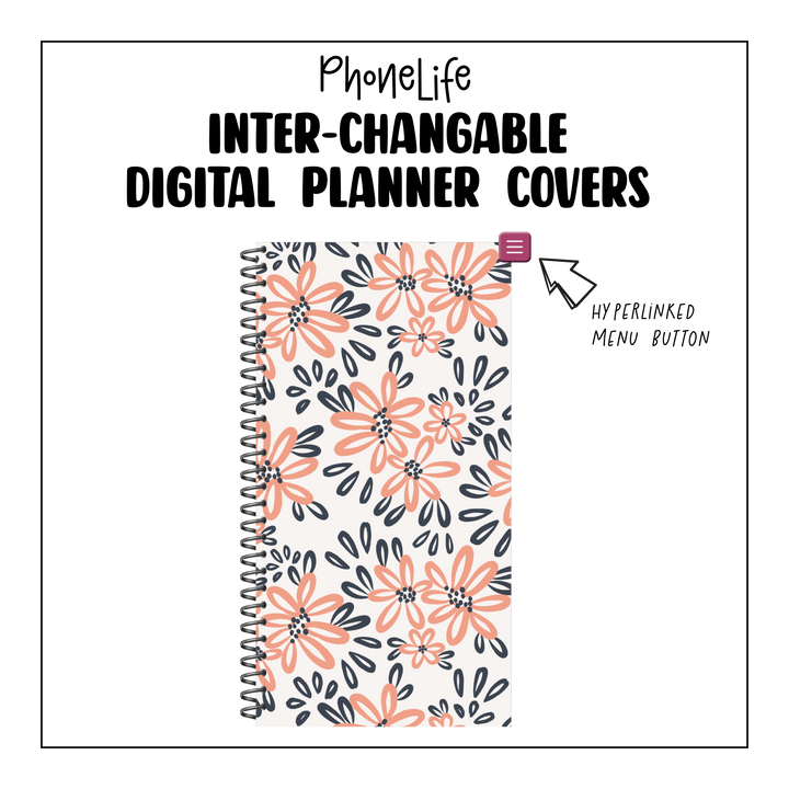 PhoneLife Interchangeable Digital Planner Cover | MIDNIGHT BOHO BLOSSOMS 3