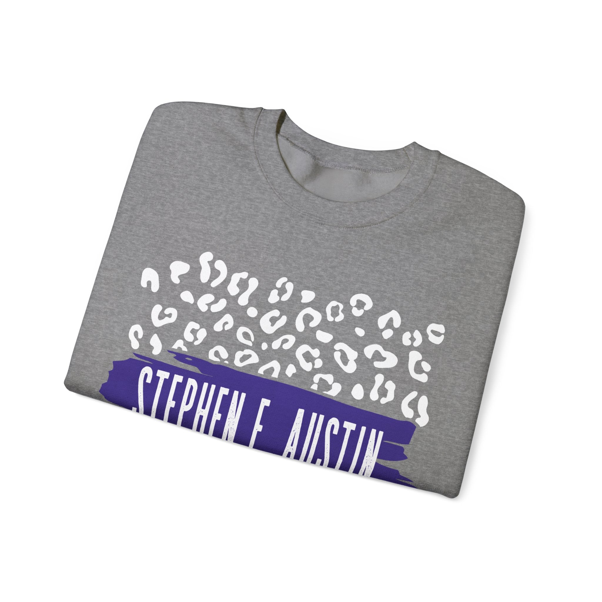 Gildan Unisex Heavy Blend™ Crewneck Collegiate Sweatshirt | SFASU  | LEOPARD Stephen. F. Austin State University