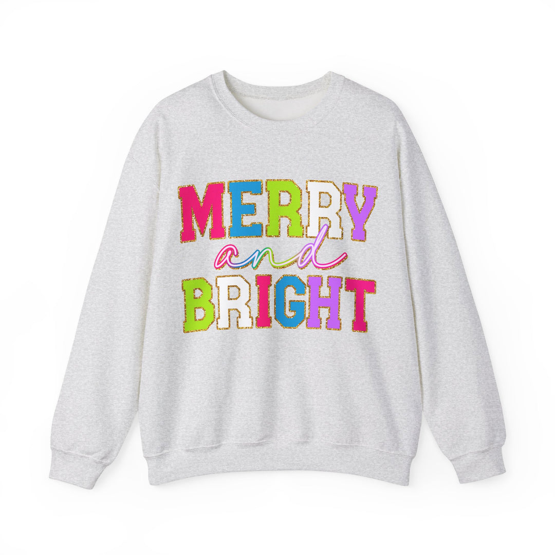 Merry and Bright Gildan Crewneck Sweatshirt | Festive Unisex Pullover for Holiday Celebrations