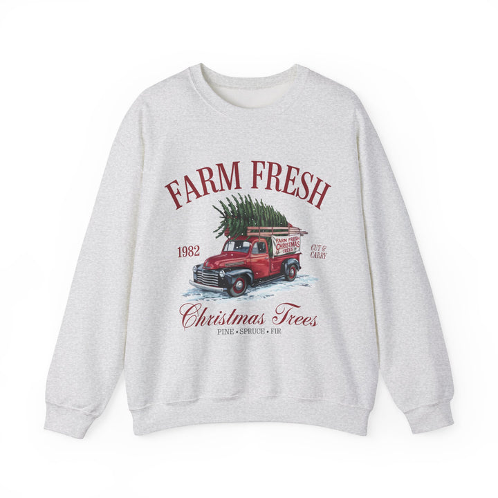 Farm Fresh Christmas Trees Gildan Crewneck Sweatshirt - Cozy Holiday Vibe for Festive Gatherings