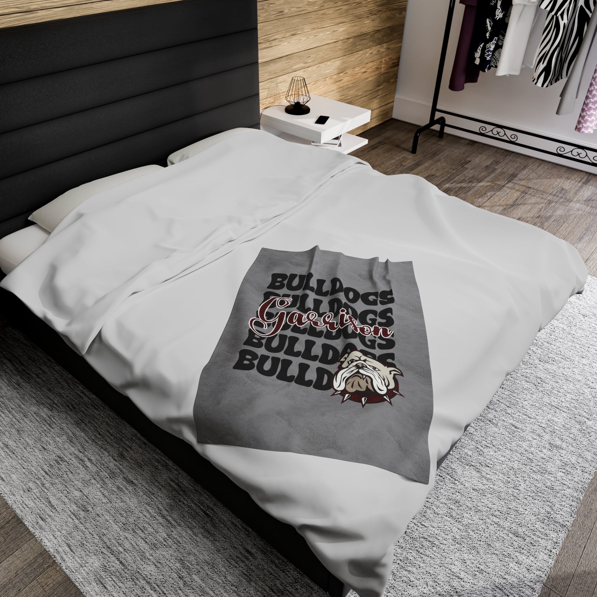 GRAY SCHOOL SPIRIT BLANKET | STACKED GARRISON BULLDOGS