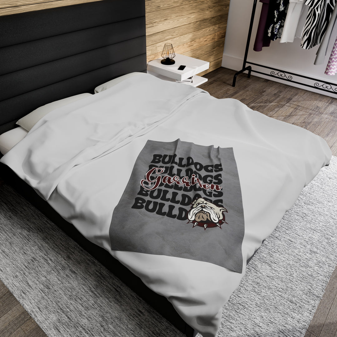 GRAY SCHOOL SPIRIT BLANKET | STACKED GARRISON BULLDOGS