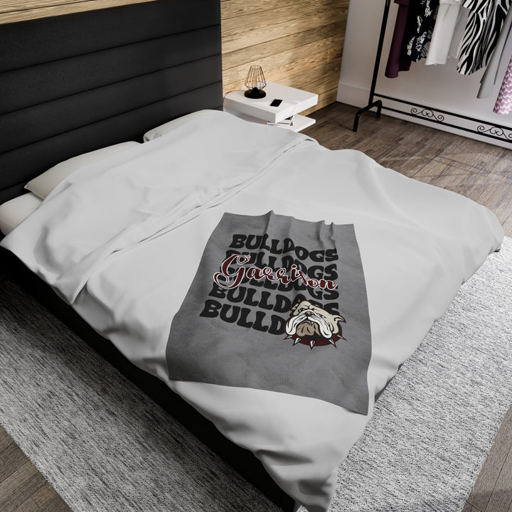 GRAY SCHOOL SPIRIT BLANKET | STACKED GARRISON BULLDOGS