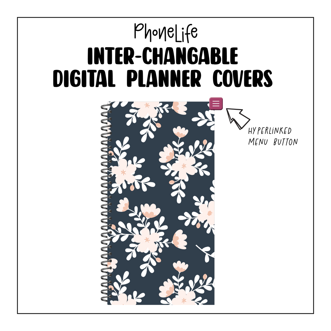 PhoneLife Interchangeable Digital Planner Cover | MIDNIGHT BOHO BLOSSOMS 4