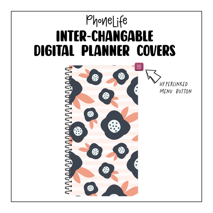 PhoneLife Interchangeable Digital Planner Cover | MIDNIGHT BOHO BLOSSOMS 5