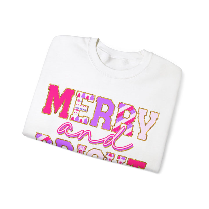 Merry and Bright Gildan Unisex Crewneck Sweatshirt - Festive Holiday Style