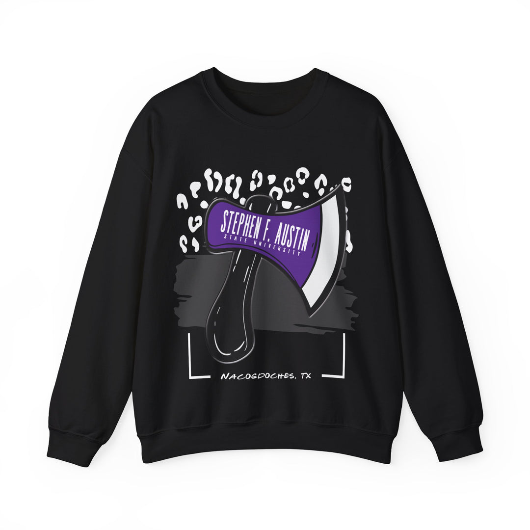 Gildan Unisex Heavy Blend™ Crewneck Collegiate Sweatshirt | SFASU  | LEOPARD Stephen. F. Austin State University