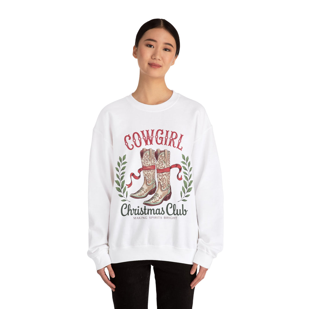 Cowgirl Christmas Club Crewneck Gildan Sweatshirt - Festive Holiday Apparel