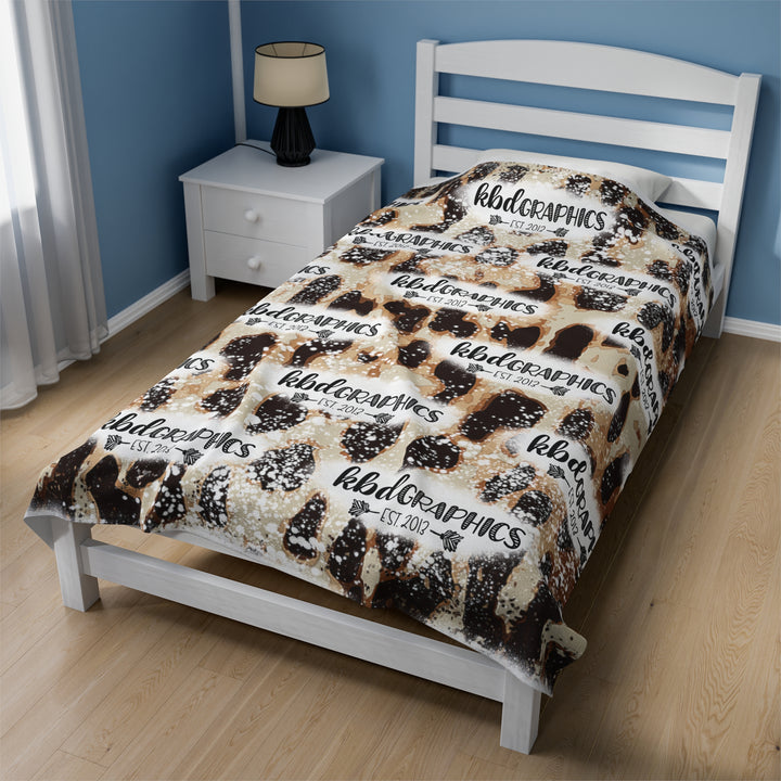 Velveteen Plush Blanket | LEOPARD KBD LOGO