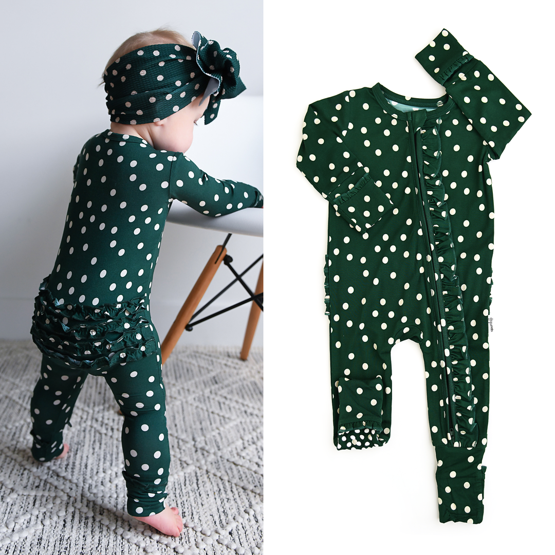 Dottie Gigi & Max Newborn Ruffle Zip Bamboo Onesie